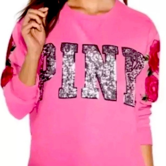 PINK Victoria's Secret Pink Sweatshirt with Floral Design - Picture 5 of 16